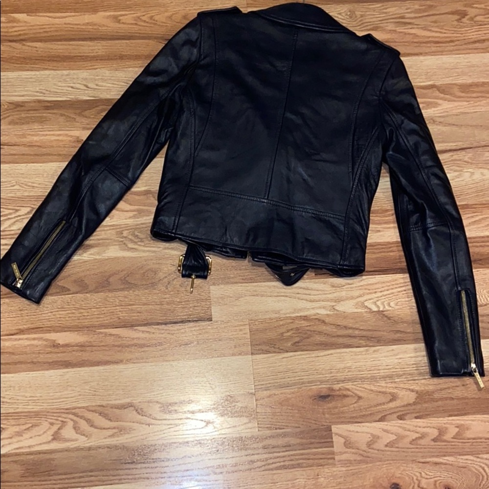 ❄️SALE!❄️NWOT Michael Kors Ink Blue Leather Jacket - Picture 7 of 11